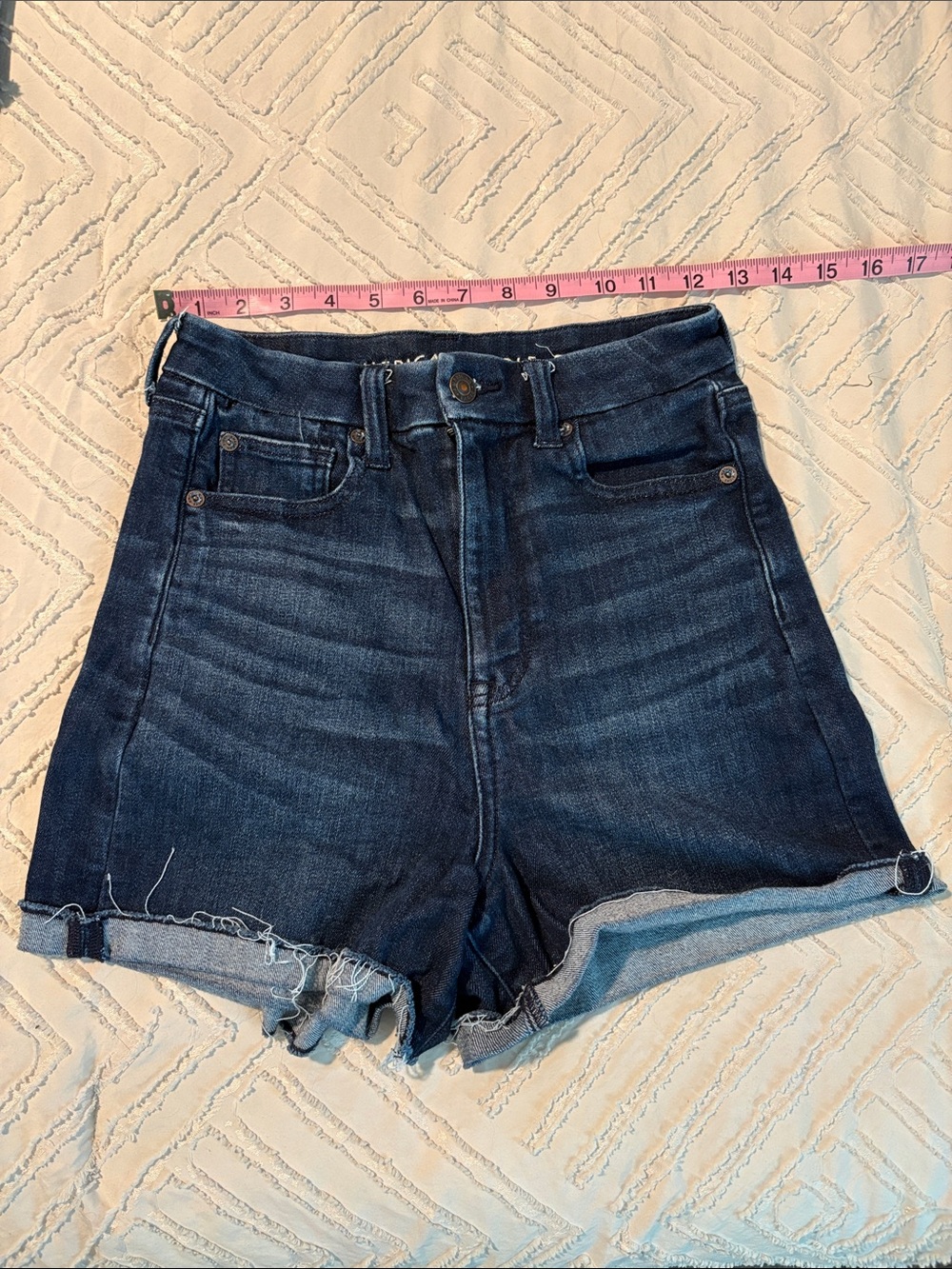 American Eagle Outfitters Dark Blue High-Rise Denim Shorts